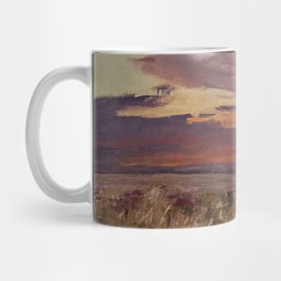 Crimson Sunset Wildflower Field Oil on Canvas Mug